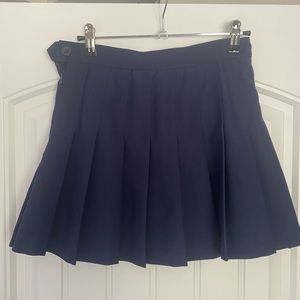 Navy American Apparel Pleated Skirt
